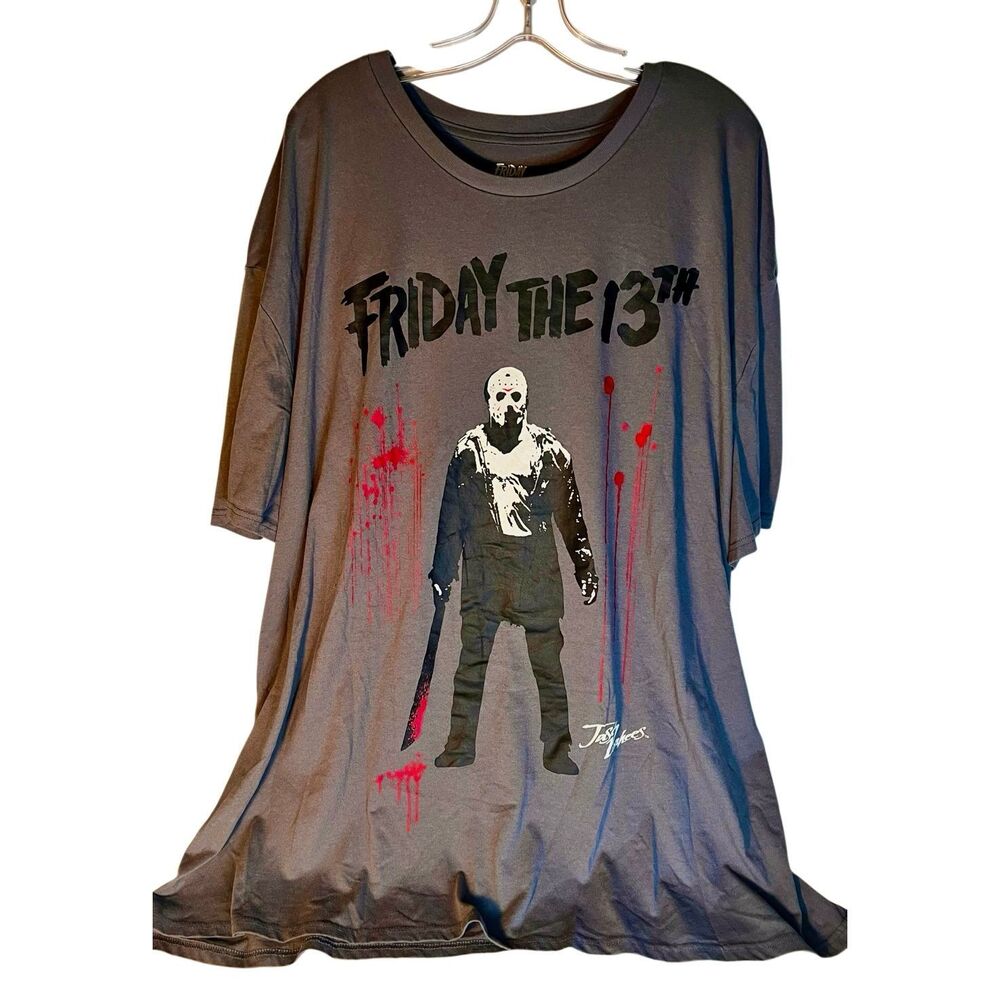Friday The 13th Jason Vorhees Printed Front & Back Gray Shirt Size 5XL